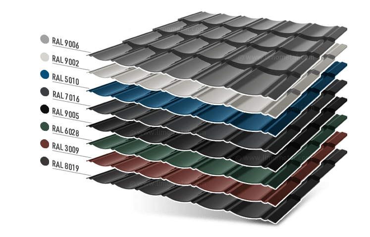 sheet metal tiles in colors in europe